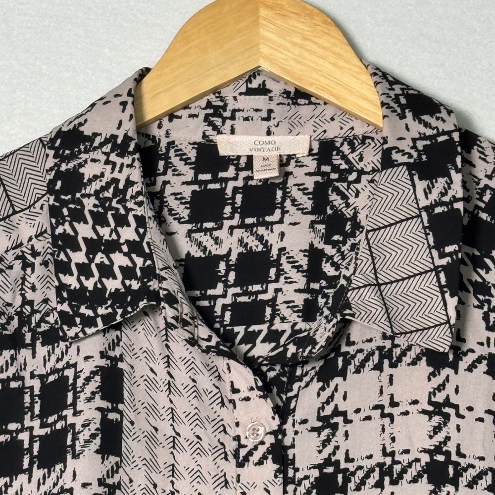 Como Vintage Patchwork Plaid Houndstooth Long Sle… - image 2